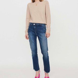 PATCHED JEANS WITH OFFSET BELT - Maje